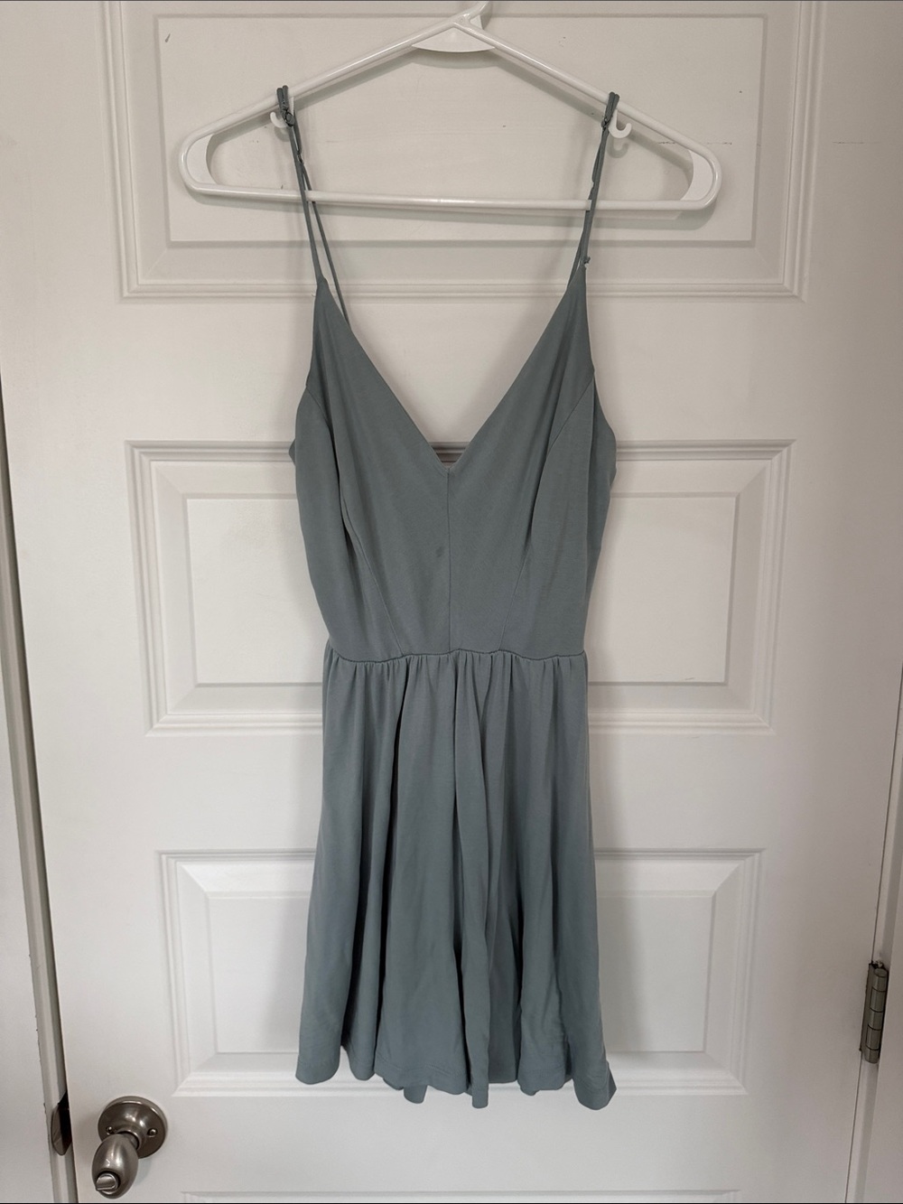 Silence + Noise Sage Green Spaghetti Strap Skater Romper